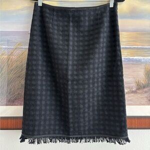 ESCADA Women’s Tweed Pencil Fringe Black Skirt